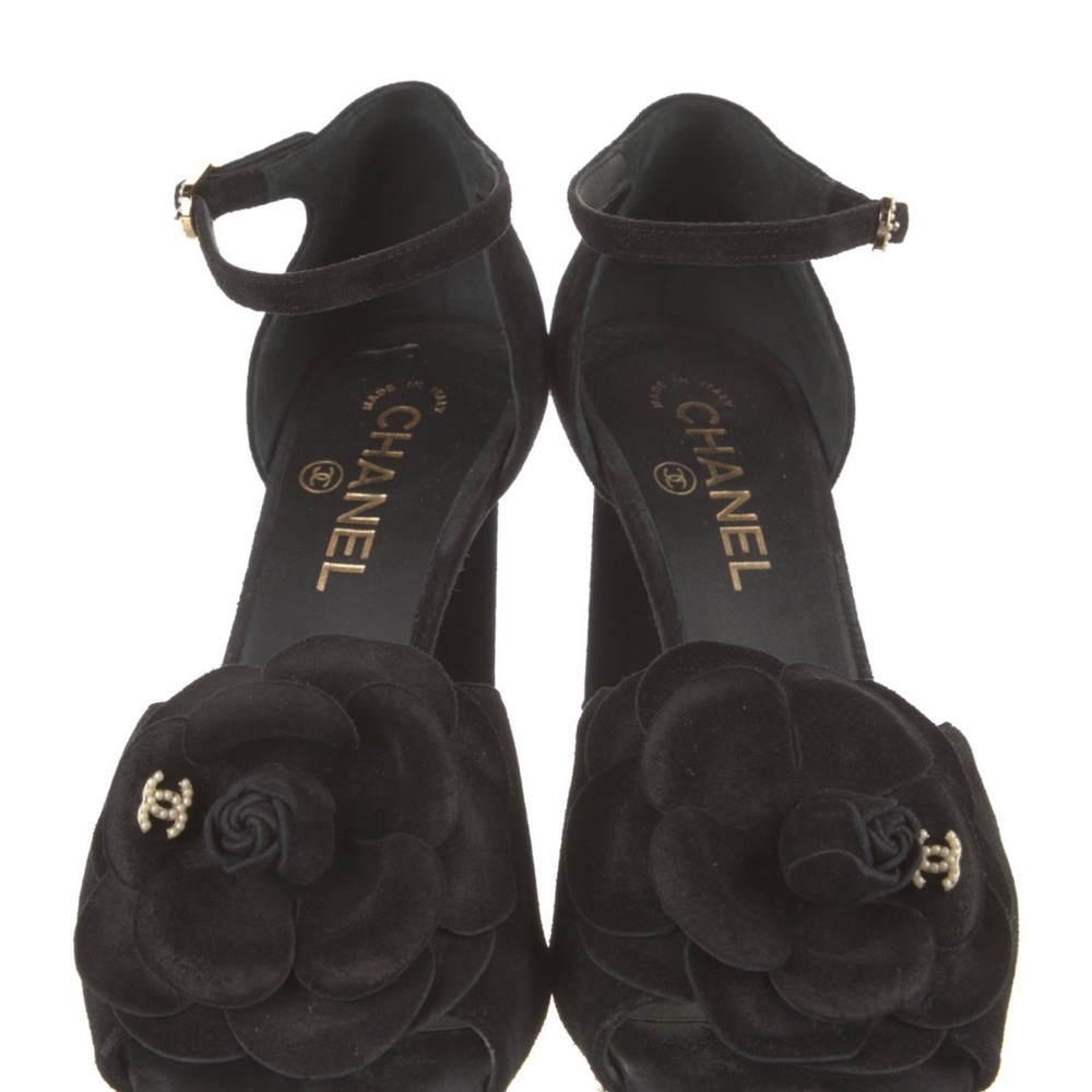Chanel Black Floral Women's Shoes